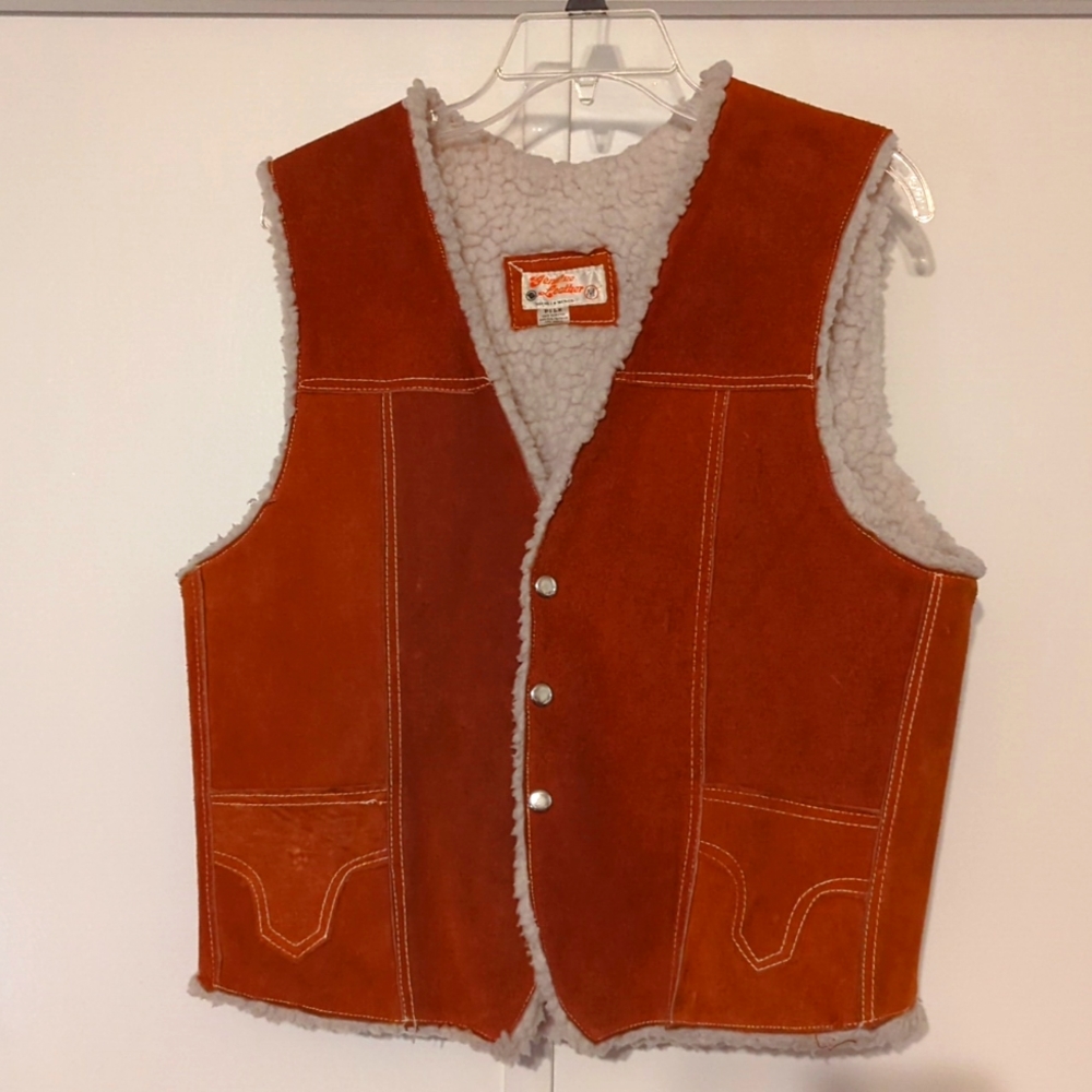 Vintage real suede and faux sherpa lining